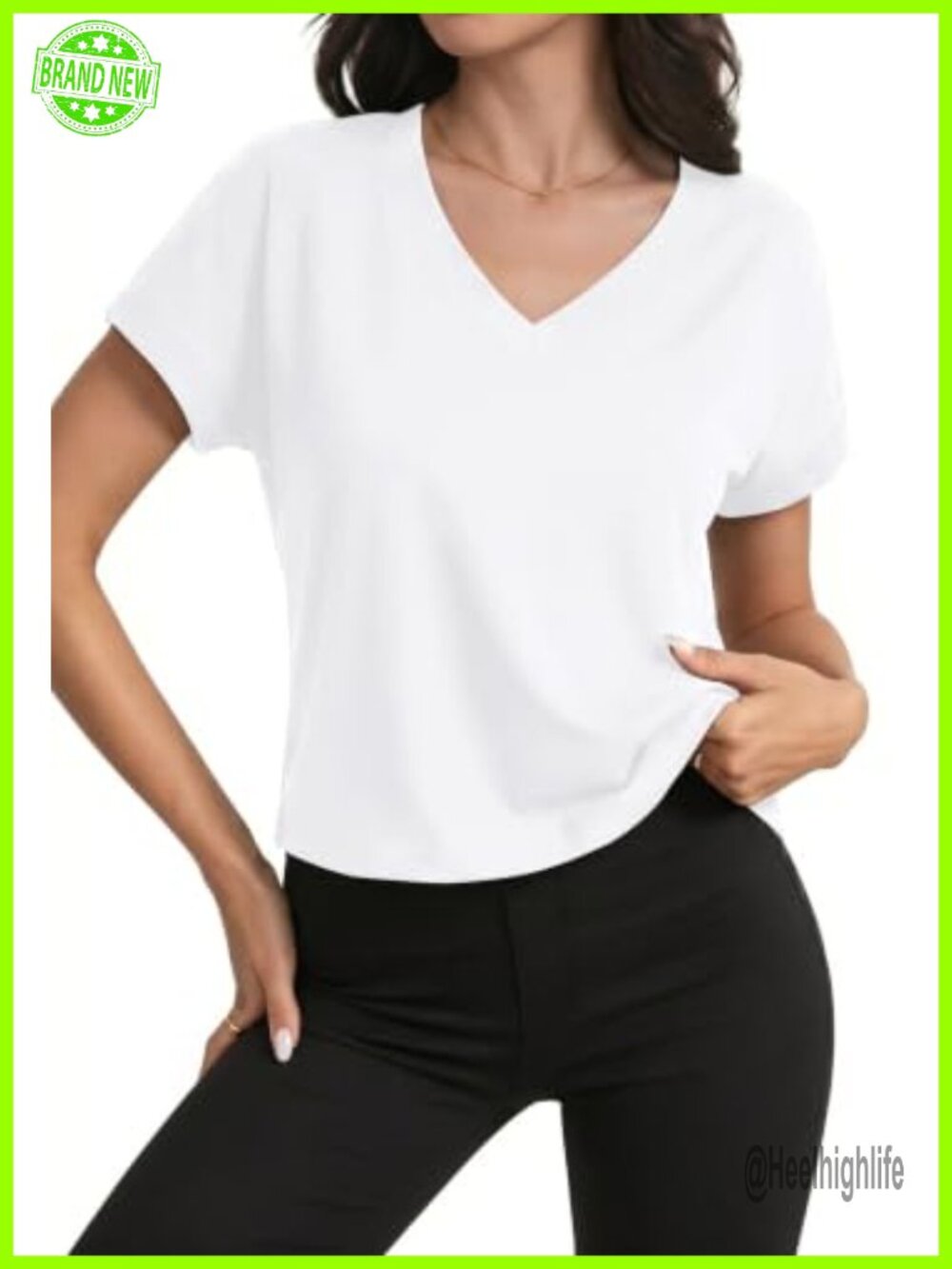 Womens Cotton V Neck Cap Sleeve Crop Top Summer Workout T Shirt